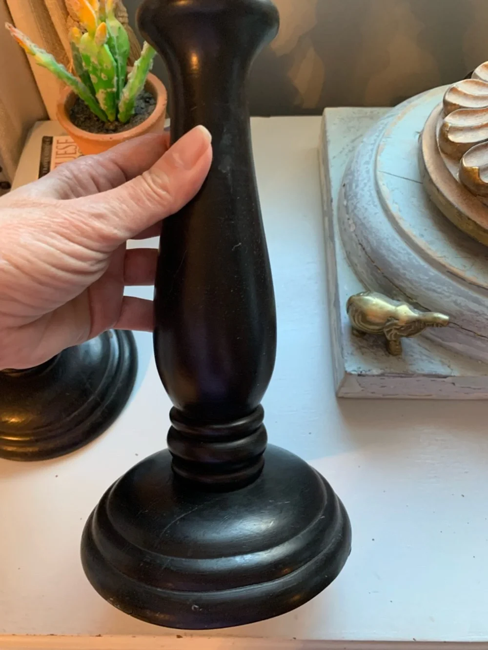 Classic Wooden Candlestick Pair - Home Accents
